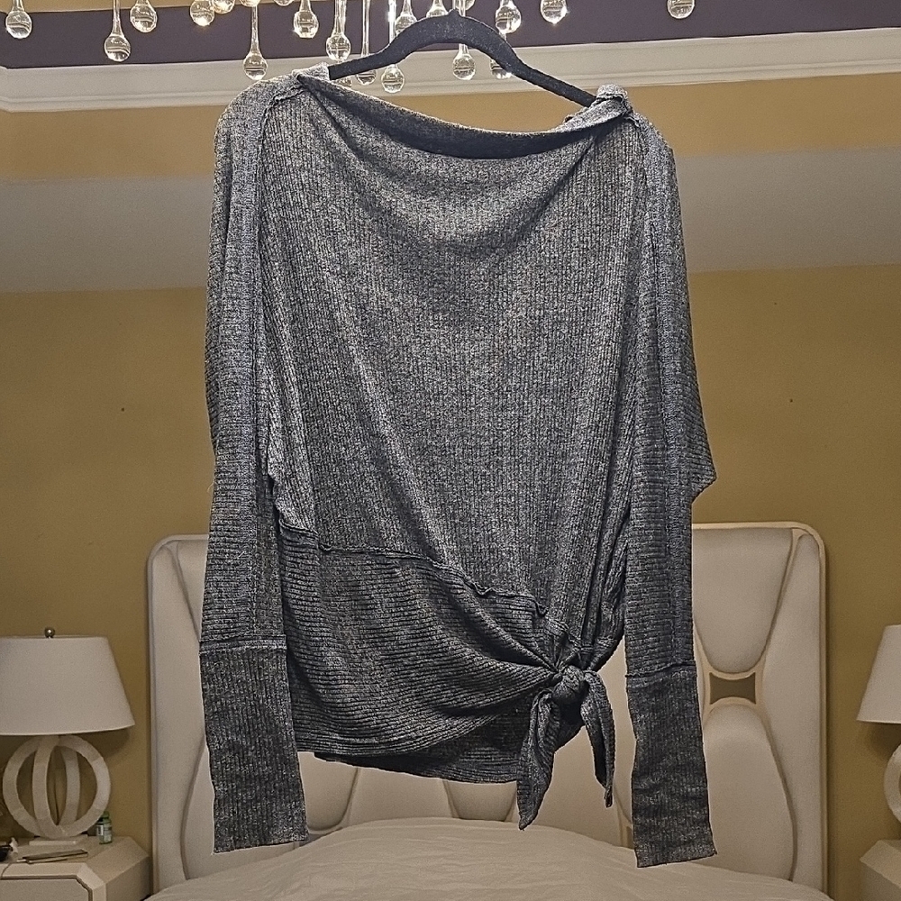We The Free Charcoal Off-Shoulder Sweater